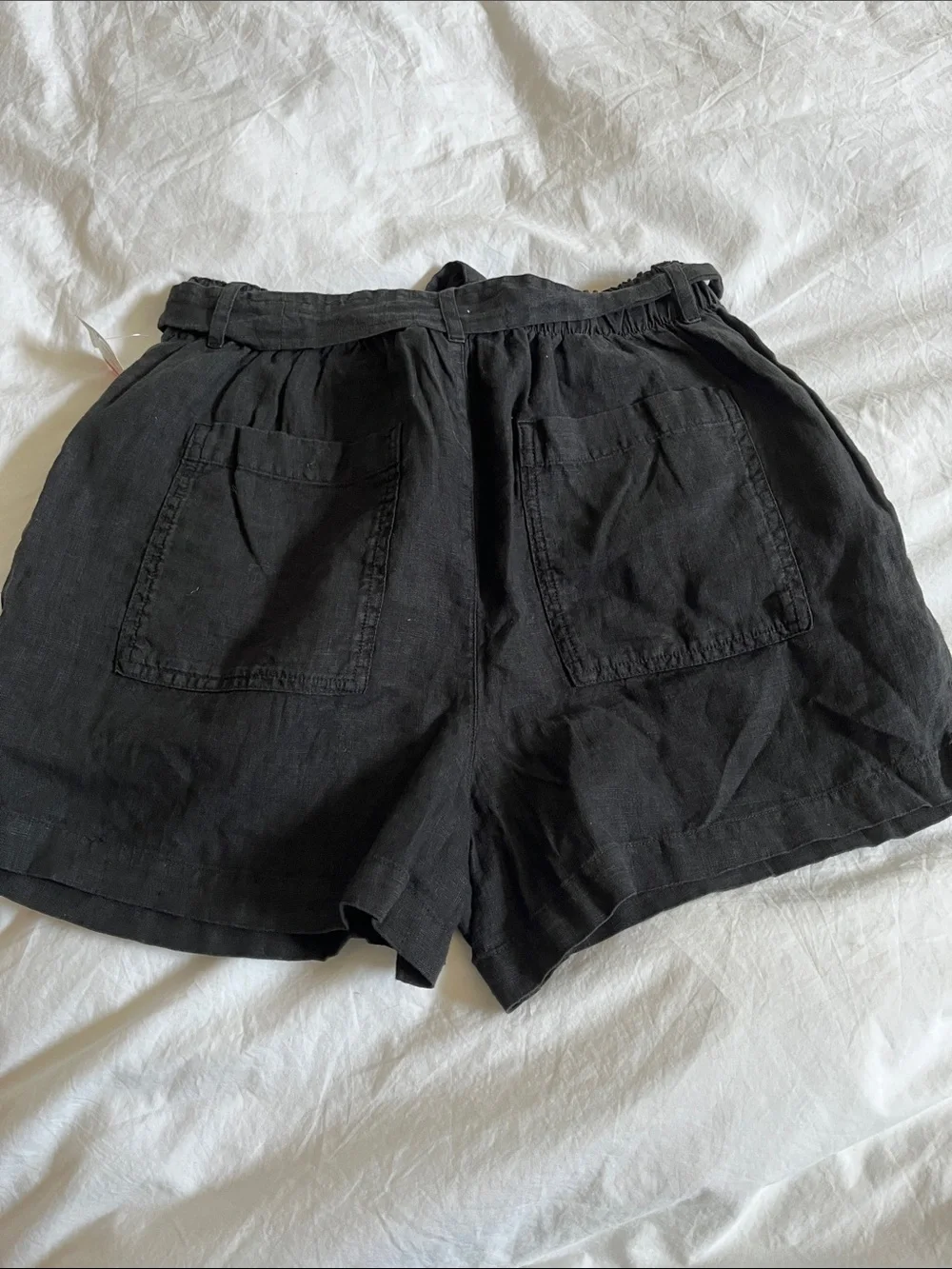 Cloth & Stone black 100% linen belted waist Shorts NWT